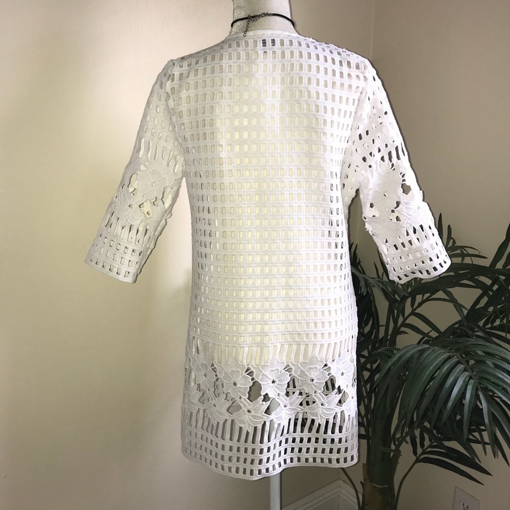 Feratelli Long Off White Cut Out Womens White Cardigan S* - Picture 4 of 7